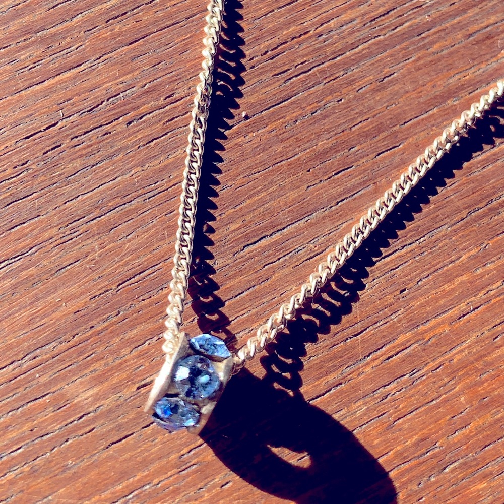 Beautiful Vintage Sterling Silver Chain with Gorgeous Blue Stone Pendant🦋
